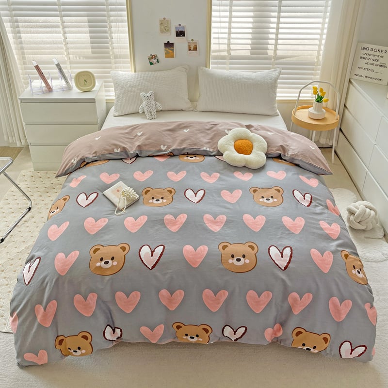 Voodipesukate, karikatüri muster, 100% puuvill, twill-kangas, reaktiivne trükkimine, 40s niitide arv