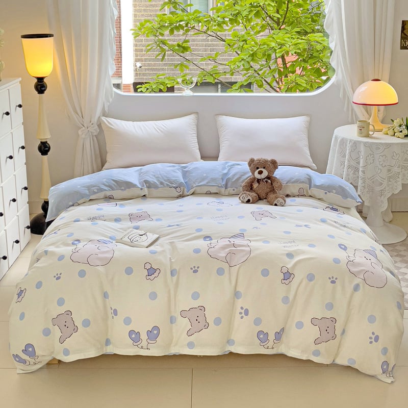 Voodipesukate, karikatüri muster, 100% puuvill, twill-kangas, reaktiivne trükkimine, 40s niitide arv