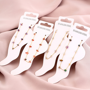 Nerūsējošā tērauda potītes anklets ar neregulāriem akmeņiem, ģeometrisks dizains, unisex stils, 2025. gada pavasaris