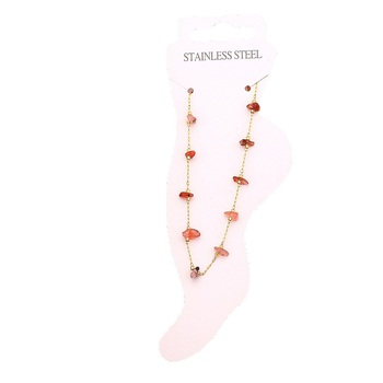 Nerūsējošā tērauda potītes anklets ar neregulāriem akmeņiem, ģeometrisks dizains, unisex stils, 2025. gada pavasaris