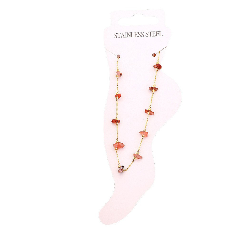 Nerūsējošā tērauda potītes anklets ar neregulāriem akmeņiem, ģeometrisks dizains, unisex stils, 2025. gada pavasaris