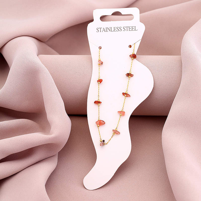 Nerūsējošā tērauda potītes anklets ar neregulāriem akmeņiem, ģeometrisks dizains, unisex stils, 2025. gada pavasaris