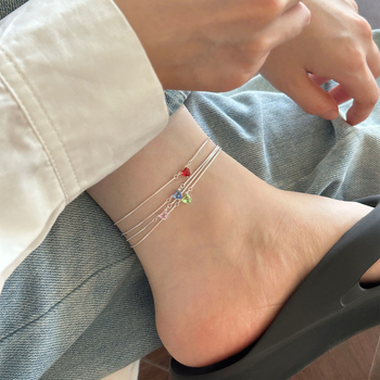 Sudraba potītes rokassprādze ar sirds dizainu, gaišā luksusa stils, Shu Decoration