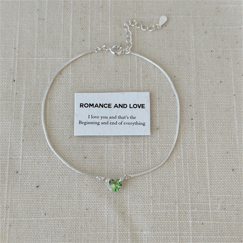 Sudraba potītes rokassprādze ar sirds dizainu, gaišā luksusa stils, Shu Decoration