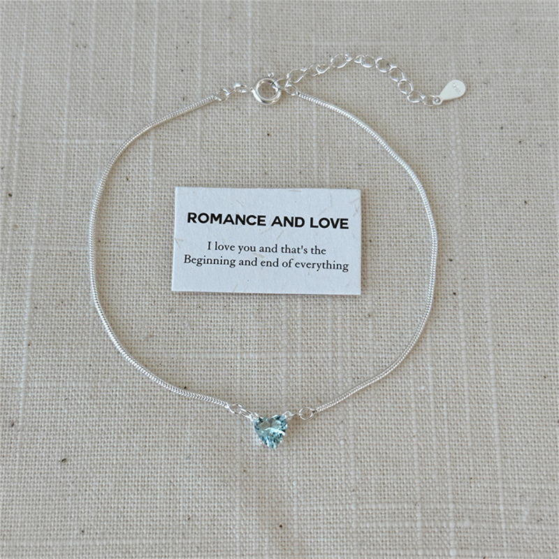 Sudraba potītes rokassprādze ar sirds dizainu, gaišā luksusa stils, Shu Decoration