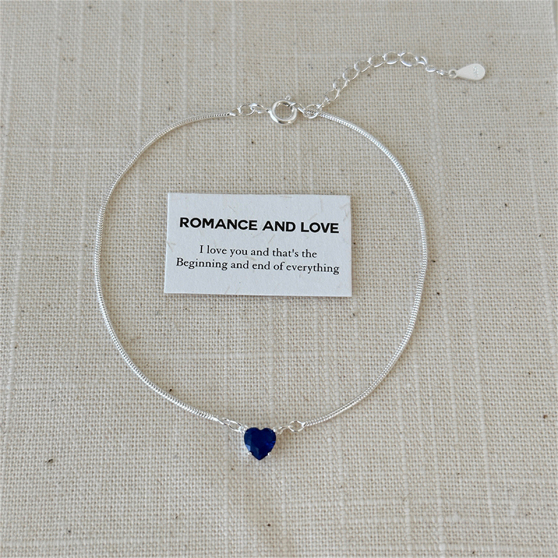 Sudraba potītes rokassprādze ar sirds dizainu, gaišā luksusa stils, Shu Decoration