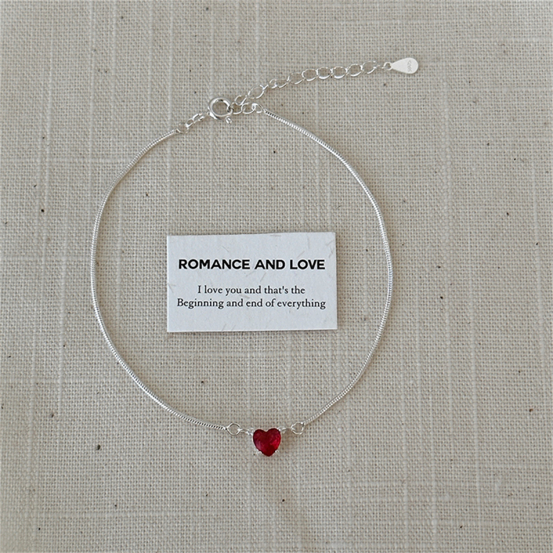 Sudraba potītes rokassprādze ar sirds dizainu, gaišā luksusa stils, Shu Decoration