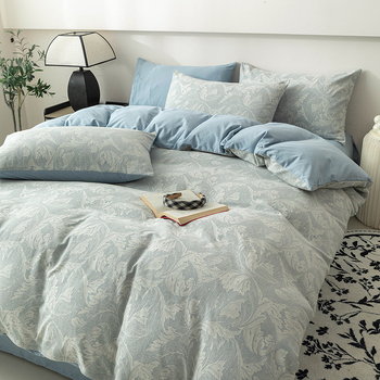 Voodikatte kate 100% puuvillast, džakardkude, triibuline muster, reaktiivne värvimine, 60s lõng, stiil: kerge luksus