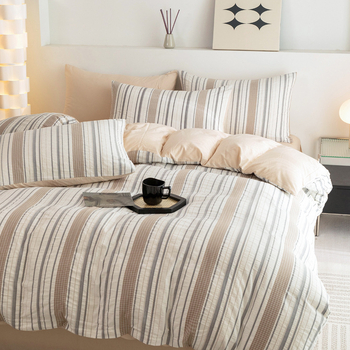 Voodikatte kate 100% puuvillast, džakardkude, triibuline muster, reaktiivne värvimine, 60s lõng, stiil: kerge luksus