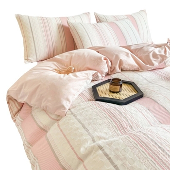 Voodikatte kate 100% puuvillast, džakardkude, triibuline muster, reaktiivne värvimine, 60s lõng, stiil: kerge luksus