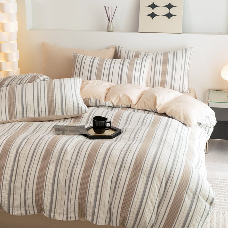 Voodikatte kate 100% puuvillast, džakardkude, triibuline muster, reaktiivne värvimine, 60s lõng, stiil: kerge luksus