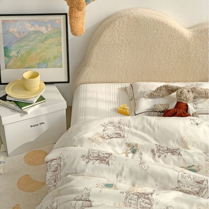 Padjapüür, kohandamine saadaval, karikatuuri ja lillemustriga, gazematerjal, 800–1000 g, trükitud twill, reaktiivne värvimine