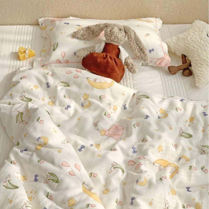 Padjapüür, kohandamine saadaval, karikatuuri ja lillemustriga, gazematerjal, 800–1000 g, trükitud twill, reaktiivne värvimine