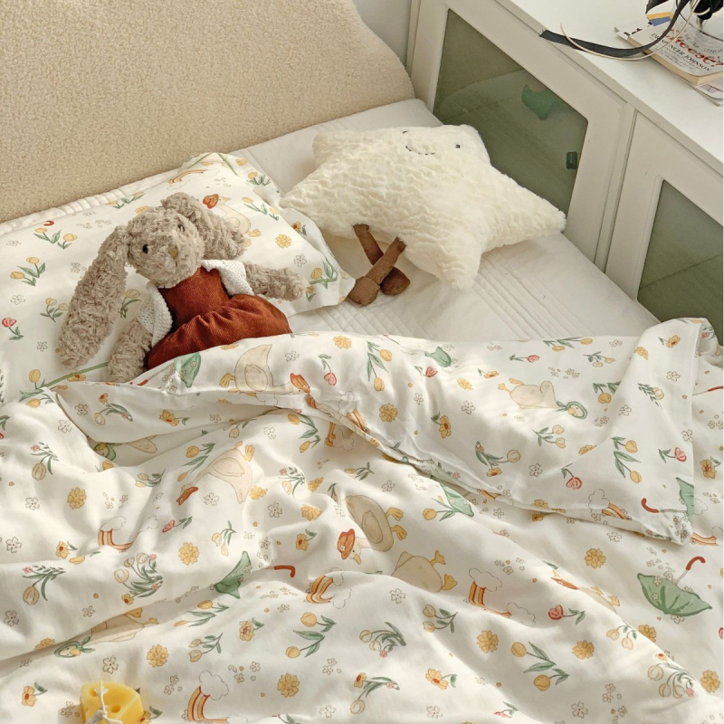 Padjapüür, kohandamine saadaval, karikatuuri ja lillemustriga, gazematerjal, 800–1000 g, trükitud twill, reaktiivne värvimine