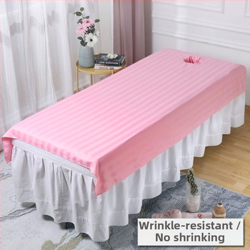 Posteľ masážny stol pre kozmetický salón s dierkami, polyester, pruhovaný vzor, hladká väzba, digitálna tlač