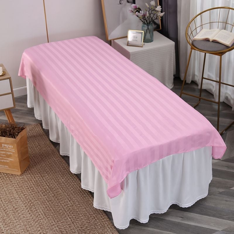 Чаршаф за козметично масажно легло с отвори, полиестер, райе, гладък плат, цифров печат