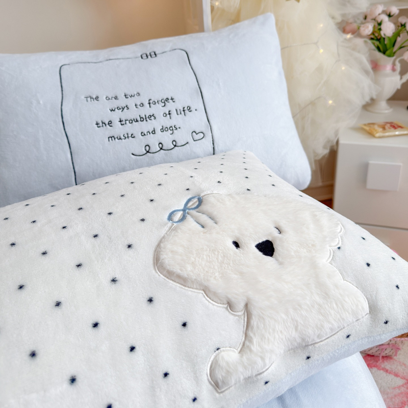 Animirani motiv, A-klasa, plišasti zeka s patch embroidery, mliječni velur, topao za jesen-zimu, četverodijelni set posteljine, dvostrani velur, debei koralni velur navlaka za pokrivač