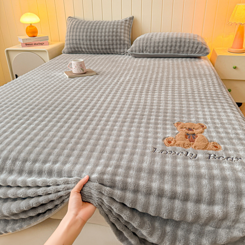 Tej-velúr ágyneműhuzat, 3 részes készlet, egyszínű minta, reaktív nyomtatás és festés, téli melegség