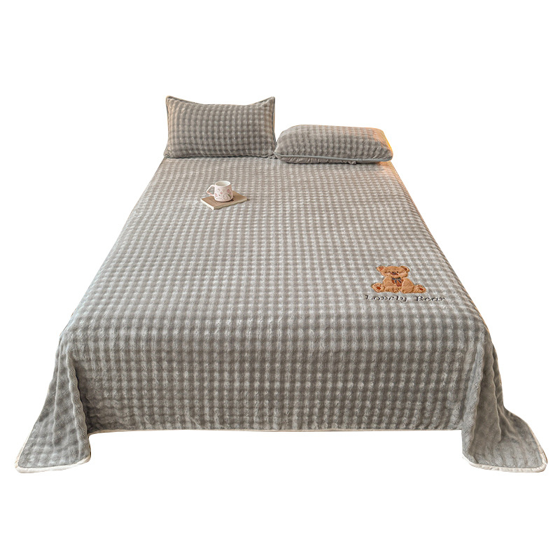 Tej-velúr ágyneműhuzat, 3 részes készlet, egyszínű minta, reaktív nyomtatás és festés, téli melegség