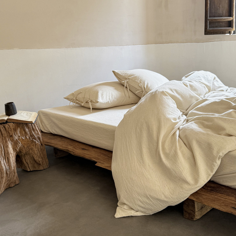 Klasa A: Wabi-Sabi oprani pamuk i lan, četverodijelni set za krevet, japanskog stila