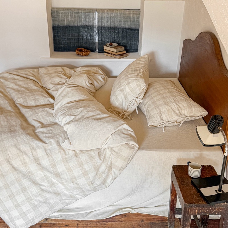 Klasa A: Wabi-Sabi oprani pamuk i lan, četverodijelni set za krevet, japanskog stila