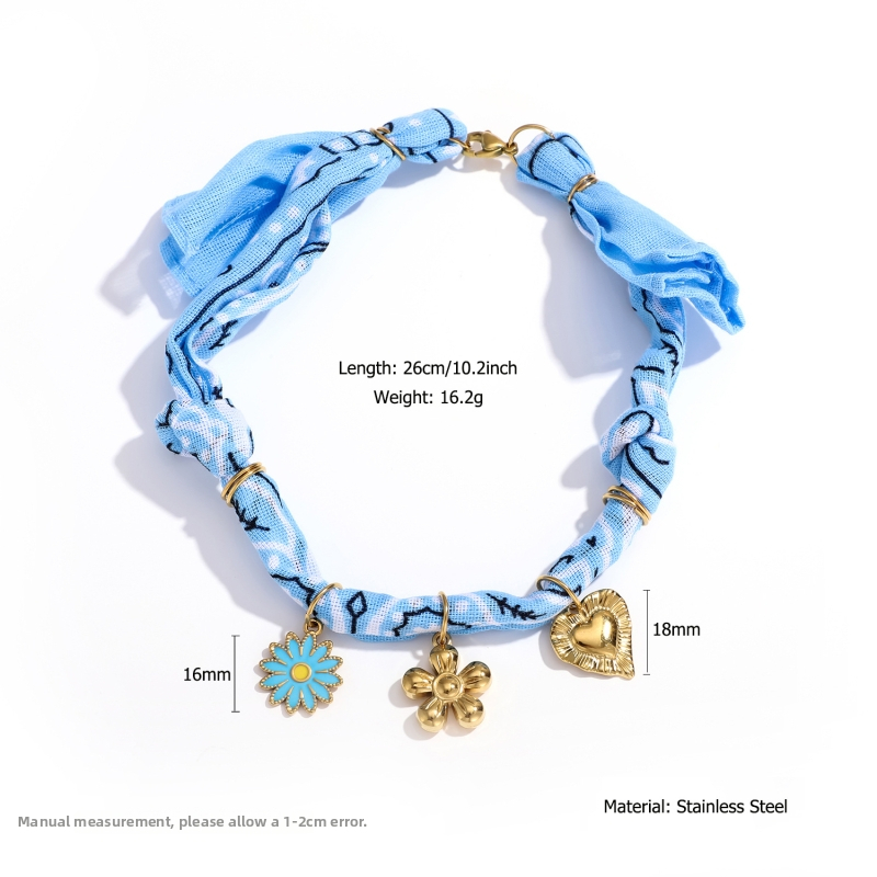 Sieviešu potītes aksesuārs dabiskā stilā, audums, ģeometrisks dizains, pielāgojama, vasara 2025