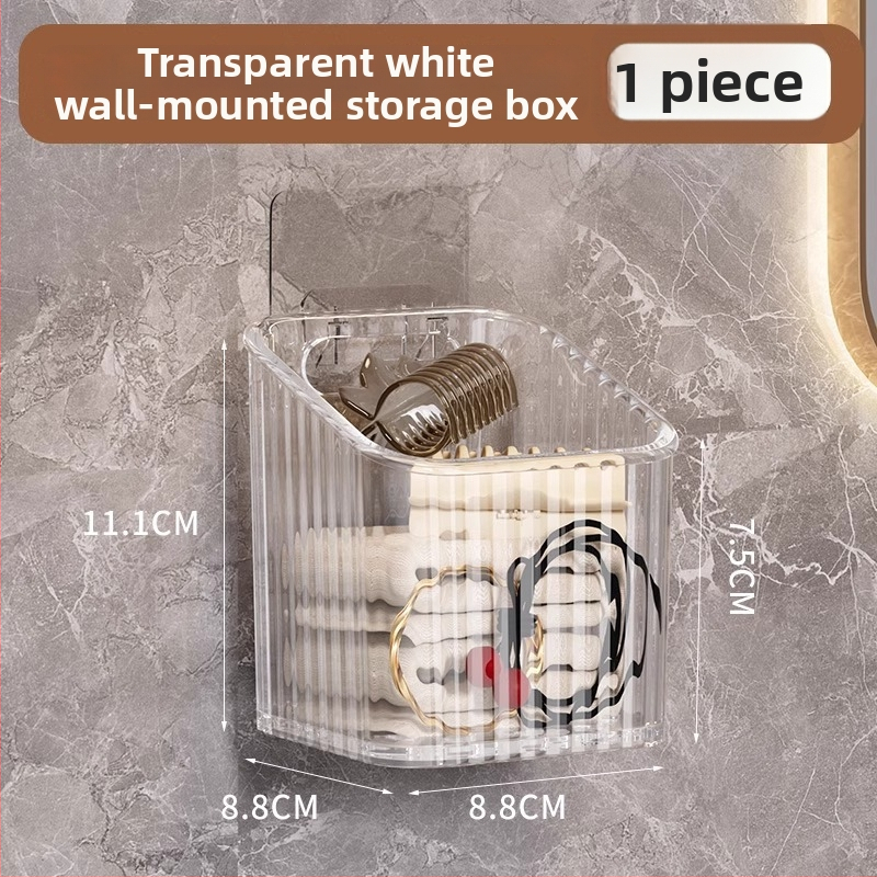 Sienas uzstādāms kosmētikas uzglabāšanas grozs vannas istabai, bez urbšanas, plastmasas, mūsdienīgs stils (Uzstādīšana: bez urbšanas; Materiāls: plastmasa; Modelis: sienas uzglabāšanas grozs kosmētikai; Svars: 1 kg)