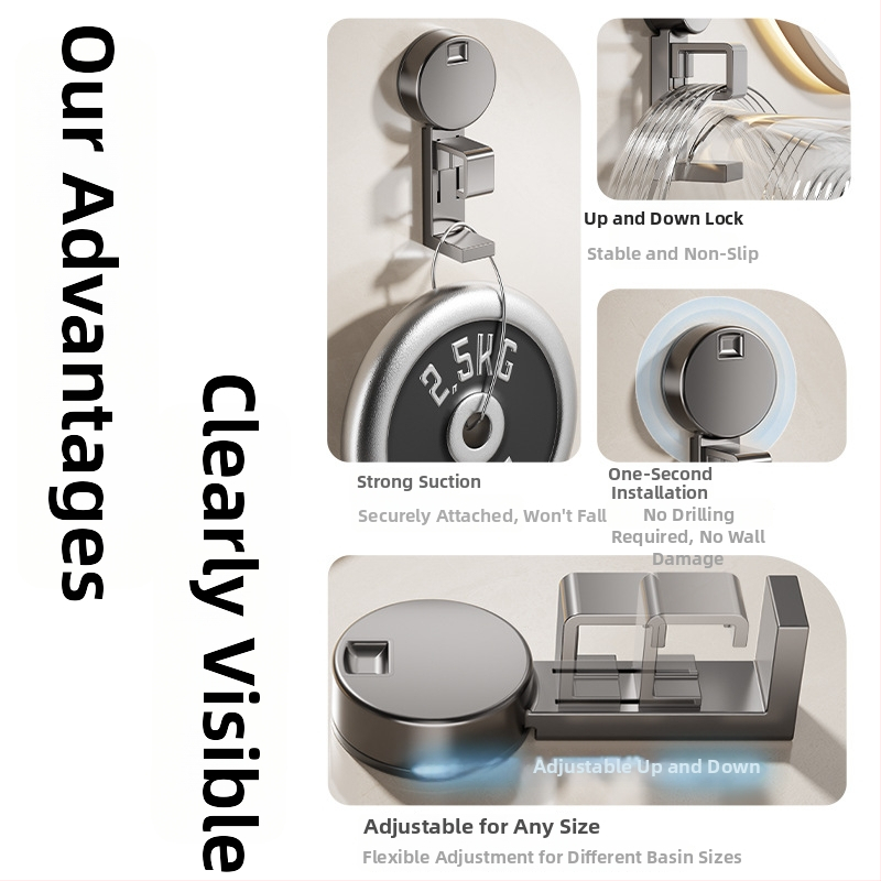 Držiak na umývadlo s prisatím do kúpeľne, nosnosť 5 kg, jedna úroveň