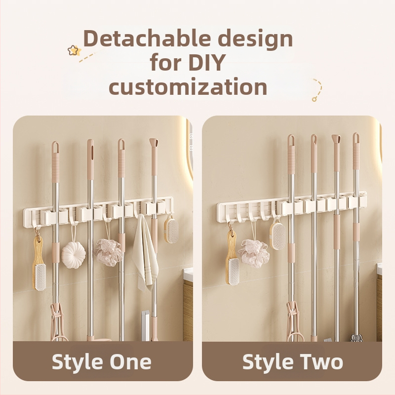 Držiak Crown Toon na mop a metlu, materiál: vesmírny hliník a plast, montáž bez vŕtania, úschova rúčky na metlu, povrchová úprava sprej plast, hmotnosť 0,3 kg