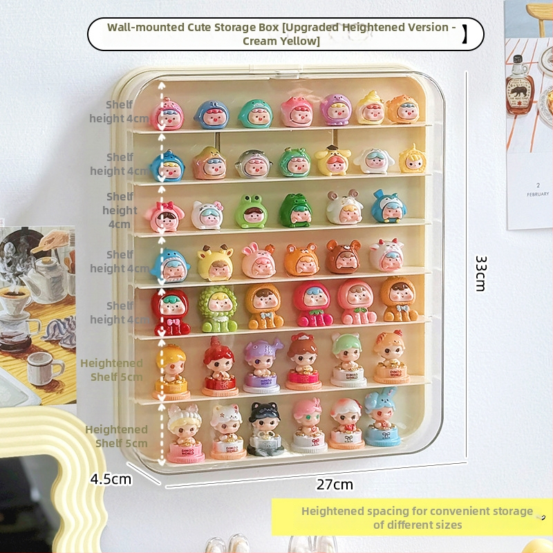Stenā uzstādāma figūru izstādīšanas kārba, plastmasas putekļusizturīga kastīte, 1 L tilpa, moderns minimālisma stils, modelis 111111111
