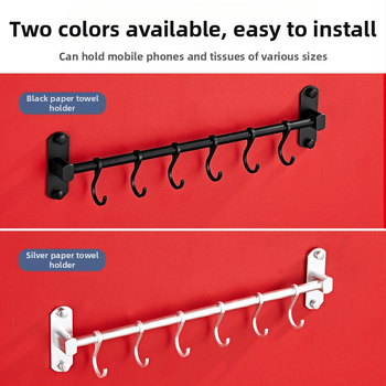 Alumínium falra szerelhető tároló polc akasztókkal és akasztó rúddal — fúrás nélkül, CE tanúsítvánnyal, Hongtu, modern minimalista stílus