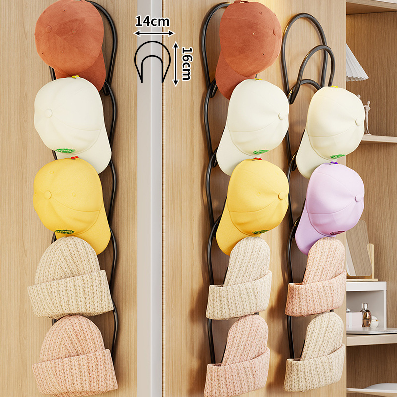 Vas kalapakasztó — Modern minimalist gardrób rendező több mint három akasztóval, ajtóhoz rögzíthető, teherbírás 0–1 kg