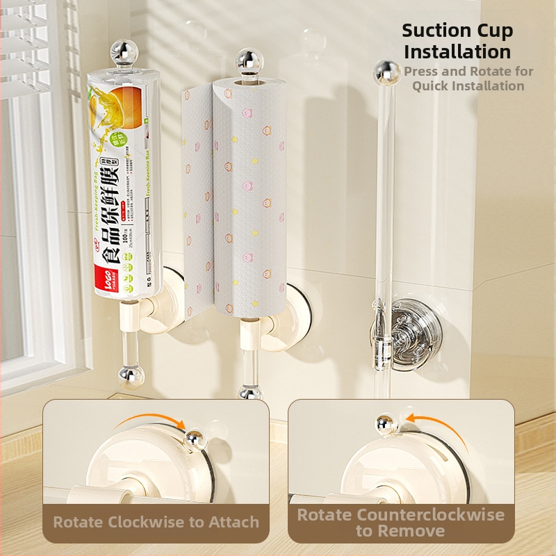Plastový držiak na kuchynské utierky so suction cup na stenu, nosnosť 3 kg, vhodný do kúpeľne, kuchyne a obývačky