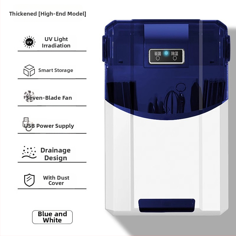 Falihoz szerelhető fertőtlenítő evőpálcika tartó és szárító – anyag: PP; rögzítés: falra; funkciók: fertőtlenítés és szárítás; por elleni védelem