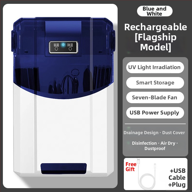 Falihoz szerelhető fertőtlenítő evőpálcika tartó és szárító – anyag: PP; rögzítés: falra; funkciók: fertőtlenítés és szárítás; por elleni védelem