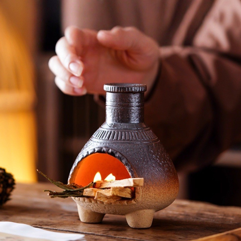 Керамична ароматерапевтична печка - ръчна изработка, устойчива на открит пламък, керамична конструкция