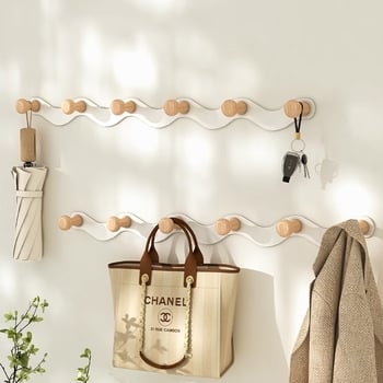 Zidna vješalica za kapute, montaža bez bušenja, karbonska čelika, moderni minimalistički stil, tri ili više redova kukica, nosivost do 15 kg