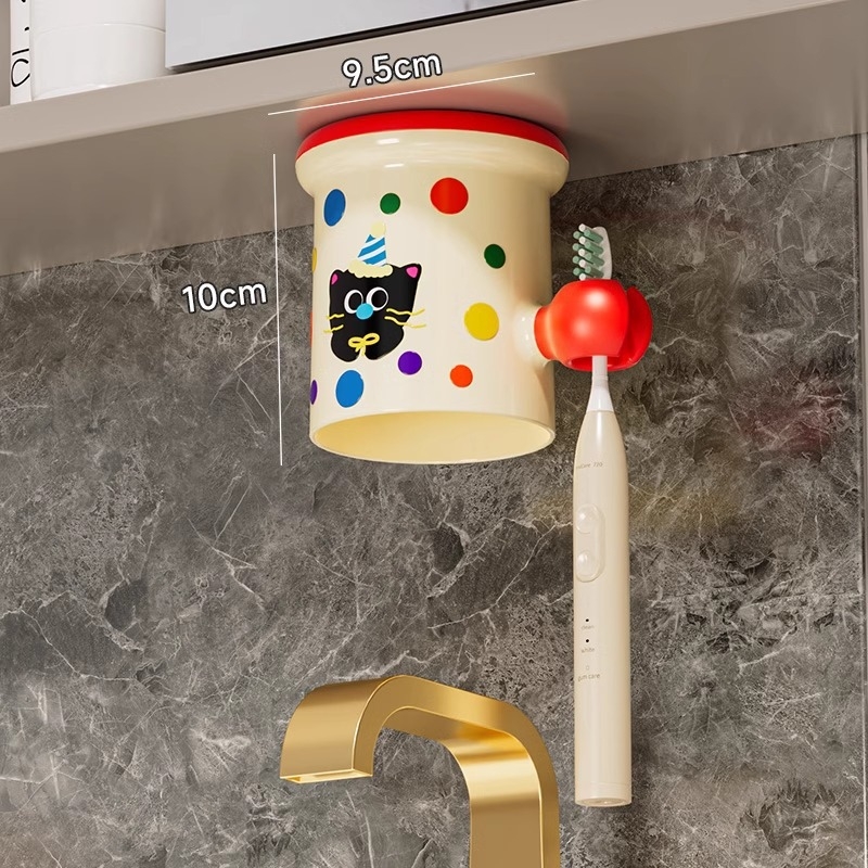 Magneetiline hambaharjatu hoidja seinale kinnitatav peeglikapi all, plastikust, puurivaba paigaldus, hambapastapressimise funktsioon