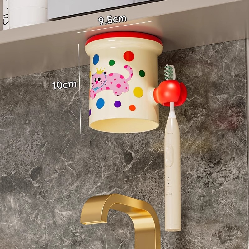 Magneetiline hambaharjatu hoidja seinale kinnitatav peeglikapi all, plastikust, puurivaba paigaldus, hambapastapressimise funktsioon