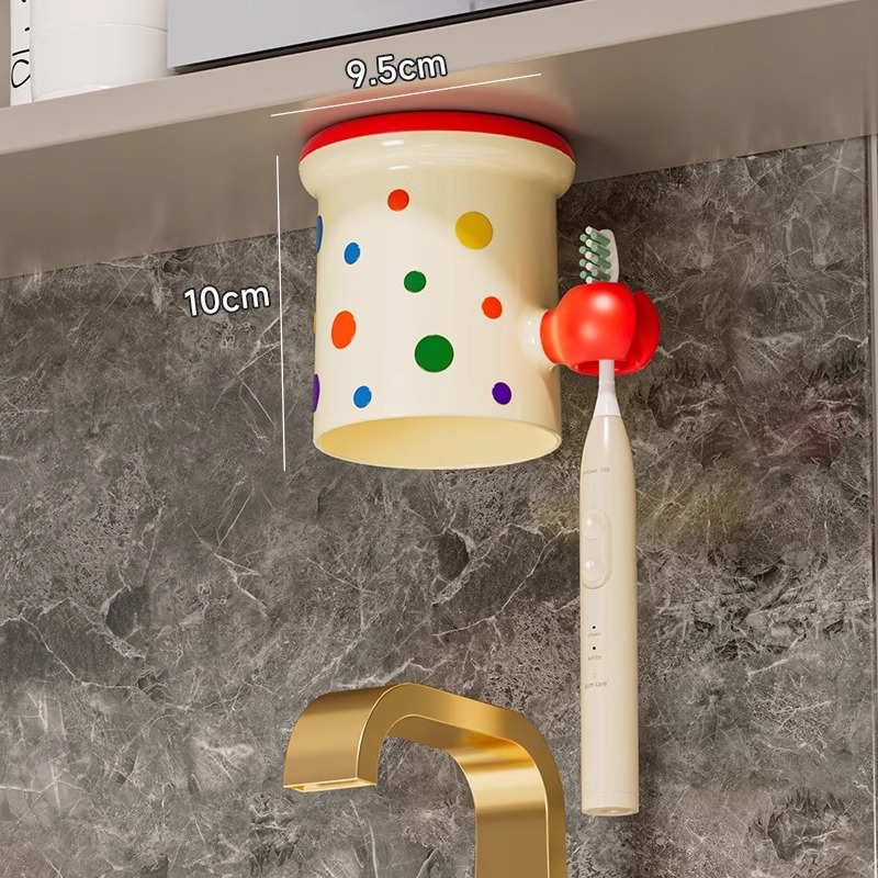 Magneetiline hambaharjatu hoidja seinale kinnitatav peeglikapi all, plastikust, puurivaba paigaldus, hambapastapressimise funktsioon