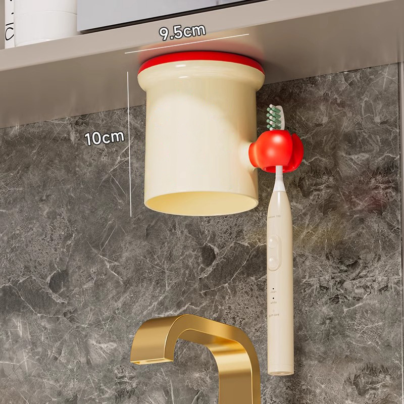 Magneetiline hambaharjatu hoidja seinale kinnitatav peeglikapi all, plastikust, puurivaba paigaldus, hambapastapressimise funktsioon