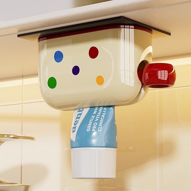 Magneetiline hambaharjatu hoidja seinale kinnitatav peeglikapi all, plastikust, puurivaba paigaldus, hambapastapressimise funktsioon