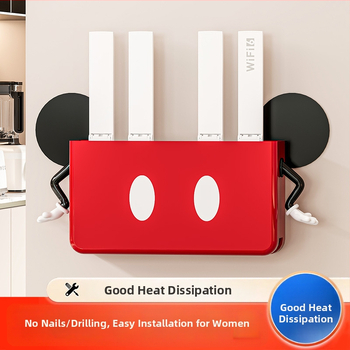 Sienā piestiprinājama uzglabāšanas kaste mājas WiFi maršrutētājiem, set-top kastēm un tālvadības pultīm — PP materiāls, modelis 10015, svars 0,3 kg, daudzfunkcionāls, mūsdienīgs minimālisma stils