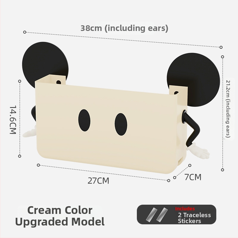 Sienā piestiprinājama uzglabāšanas kaste mājas WiFi maršrutētājiem, set-top kastēm un tālvadības pultīm — PP materiāls, modelis 10015, svars 0,3 kg, daudzfunkcionāls, mūsdienīgs minimālisma stils