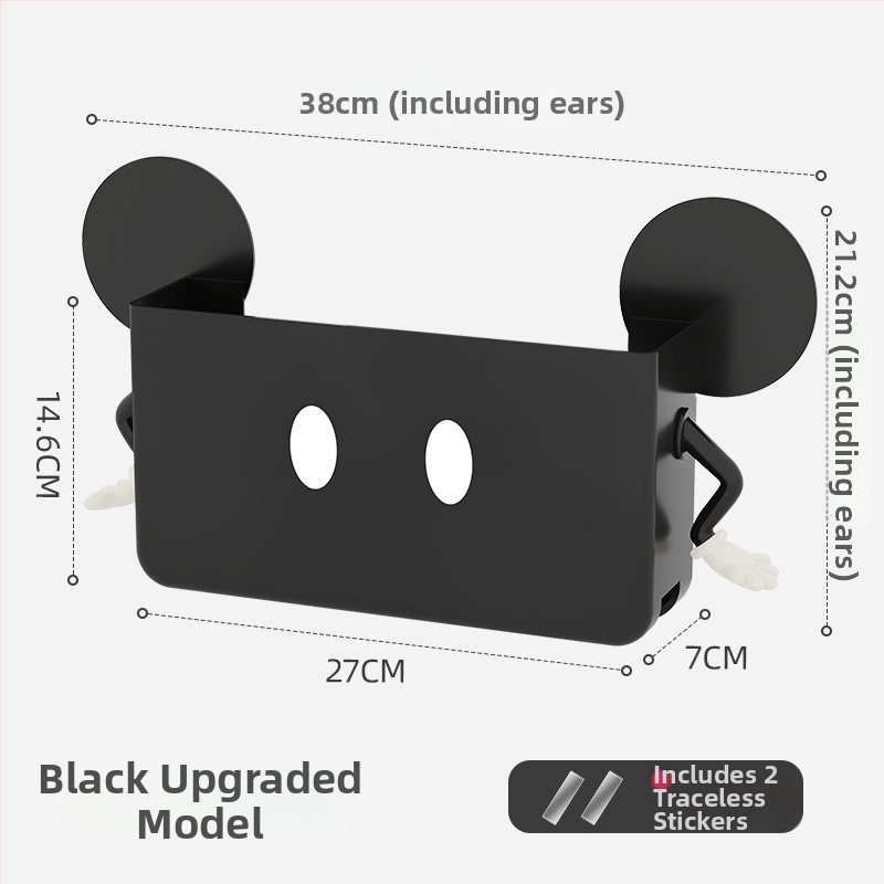 Sienā piestiprinājama uzglabāšanas kaste mājas WiFi maršrutētājiem, set-top kastēm un tālvadības pultīm — PP materiāls, modelis 10015, svars 0,3 kg, daudzfunkcionāls, mūsdienīgs minimālisma stils