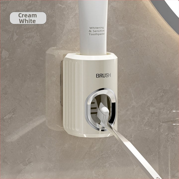 Fali fogkefetartó, vákuumos rögzítés, fúrás nélküli, adagoló fogkrémhez, PET+PP