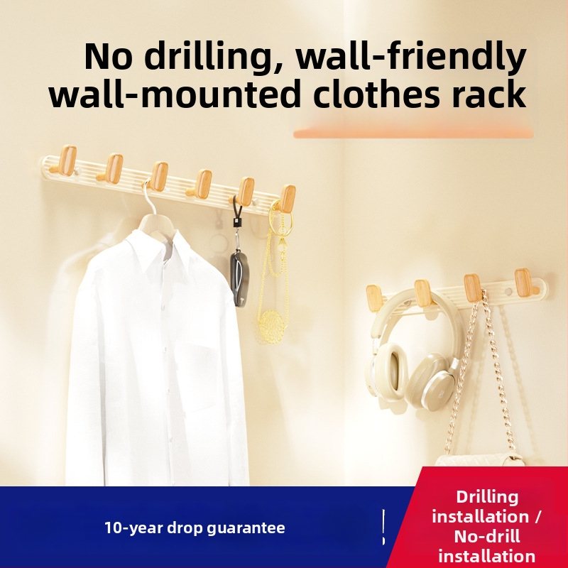 Wallte vješalica za odjeću od aluminijske legure, bez bušenja, višeredna, moderni minimalistički dizajn za hodnik, nosivost do 15 kg