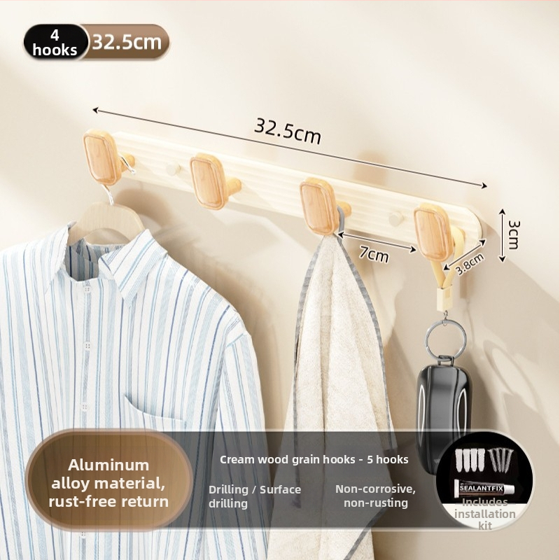 Wallte vješalica za odjeću od aluminijske legure, bez bušenja, višeredna, moderni minimalistički dizajn za hodnik, nosivost do 15 kg