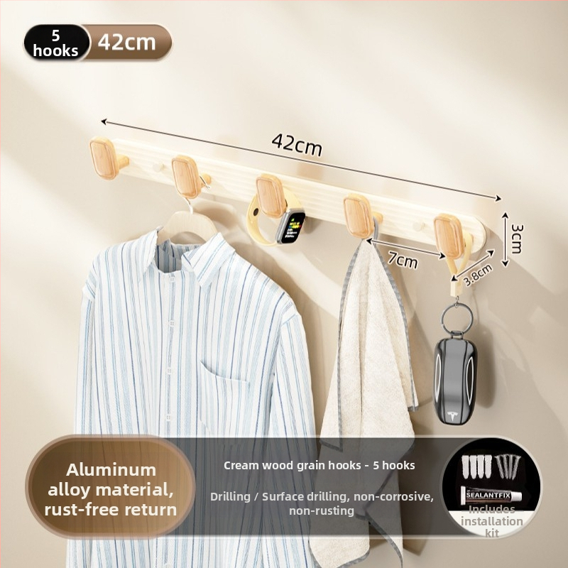 Wallte vješalica za odjeću od aluminijske legure, bez bušenja, višeredna, moderni minimalistički dizajn za hodnik, nosivost do 15 kg