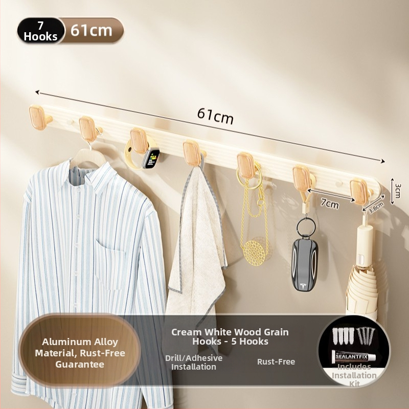 Wallte vješalica za odjeću od aluminijske legure, bez bušenja, višeredna, moderni minimalistički dizajn za hodnik, nosivost do 15 kg